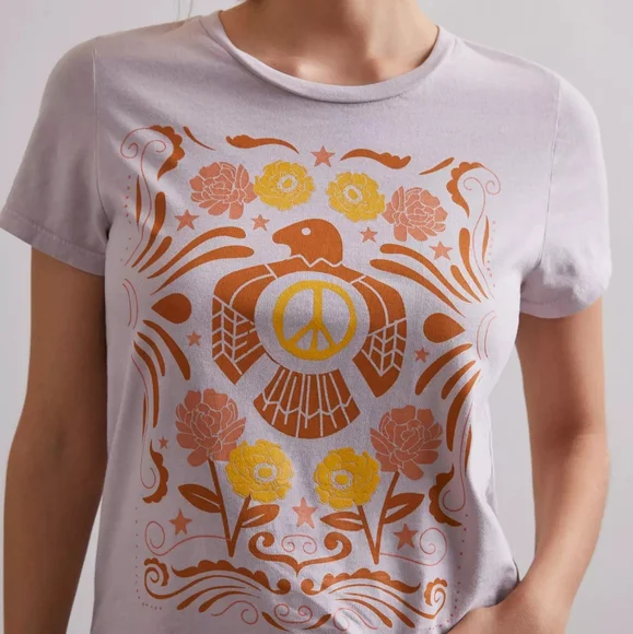 ☆SOLD☆ Anthropologie X Midnight Rider Nudie Rodeo Peace Dove Graphic Tee Size XS - Picture 2 of 9